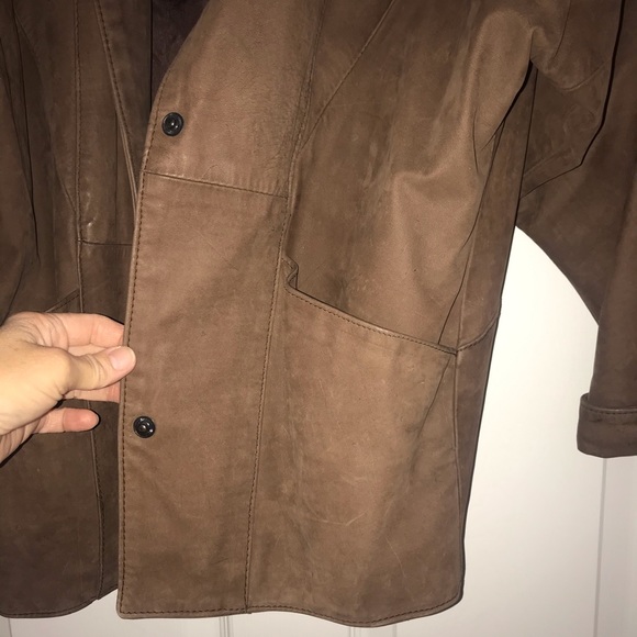 Genuine Vintage Brown Leather Suede Jacket Coat - Picture 2 of 9